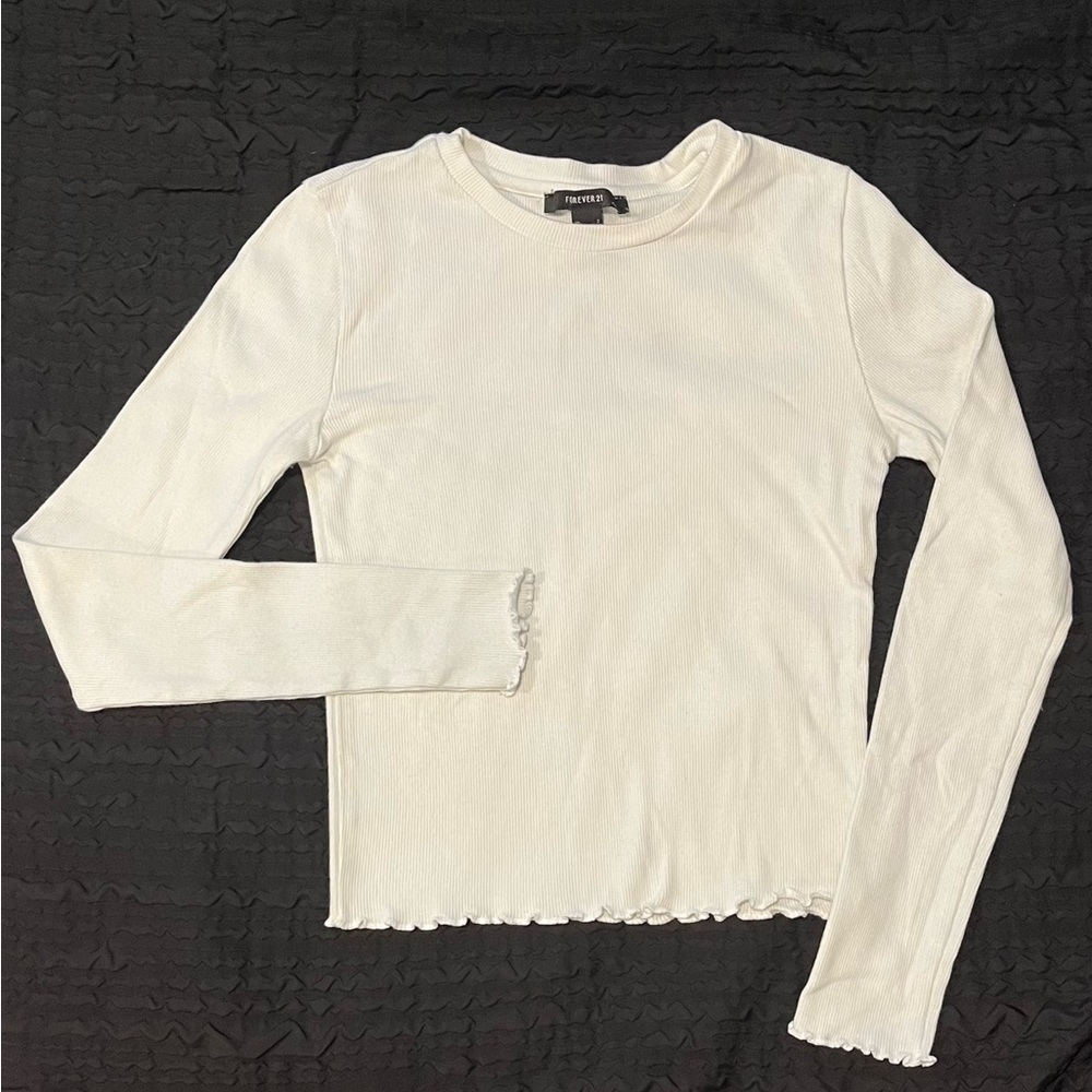 Forever 21 white Ribbed long sleeve